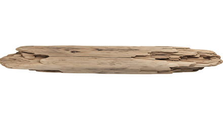 Driftwood piece isolated on transparent background, showcasing weathered texture and natural form, ideal for coastal decor or artistic compositions