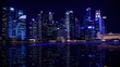 © hfwstudio - Singapores Dazzling Skyline at Night - A Captivating Urban Landscape.
