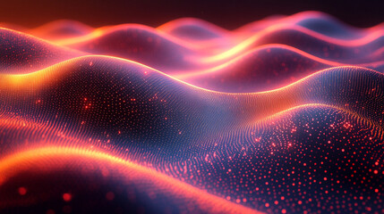 Glowing particle waves abstract background animation (2)