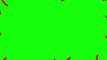 Wall Mural - Animated red decorative wavy lines is drawn. Linear background with copy space. Looped video. Vector illustration isolated on green background.