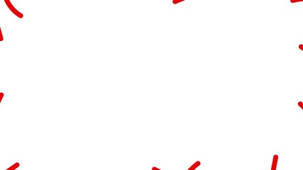 Wall Mural - Animated red decorative wavy lines is drawn. Linear background with copy space. Looped video. Vector illustration isolated on white background.