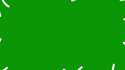 Wall Mural - Animated white decorative wavy lines is drawn. Linear background with copy space. Looped video. Vector illustration isolated on green background.