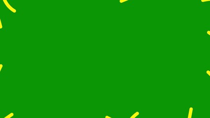 Wall Mural - Animated yellow decorative wavy lines is drawn. Linear background with copy space. Looped video. Vector illustration isolated on green background.