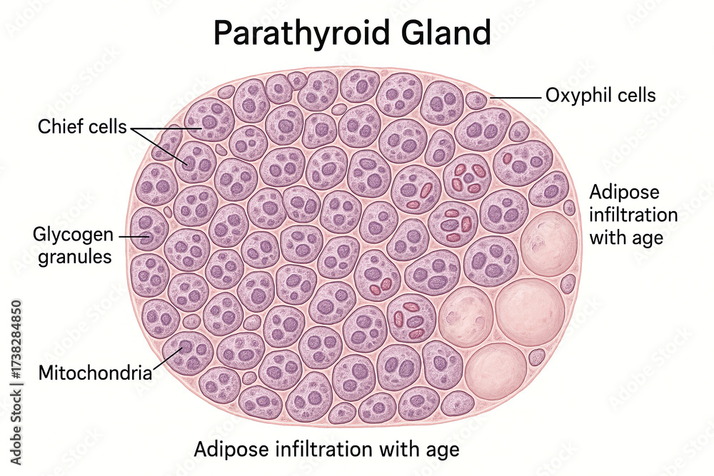 Stock-Illustration „Diagram of Parathyroid Gland showing Chief Cells ...
