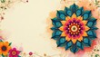 © Vadym - Floral mandala on beige background. Ornament with elegant flower pattern. Design for meditation, wedding yoga. Luxury floral motif for greeting card, banner decor. Ethnic indian style illustration.