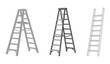 © AIGen Studio - Three different styles of ladders on white background step ladder extension ladder