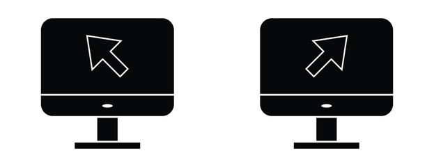 Desktop Computer Monitor Icon with Cursor, Digital User Interface and Technology Vector Symbol