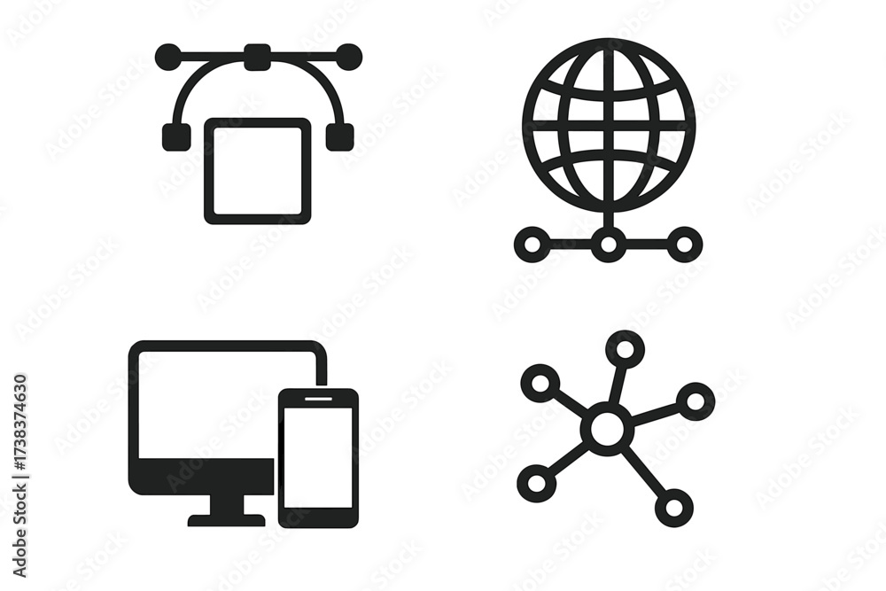 Technology Connection Vector Icon Vector set of connection and design icons including digital device ...