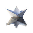© Shamima - Handmade paper boat with water reflection floating on a transparent background isolated on transparent background.png