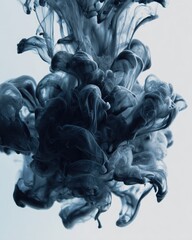 Wall Mural - Black Ink Drop Spreading Gracefully in Water on Light Background
