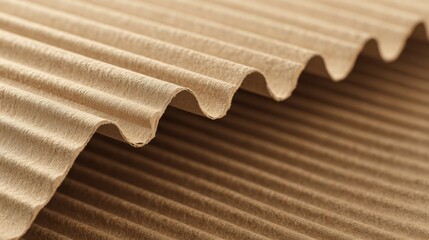 Wall Mural - Detailed View of Textured Corrugated Cardboard Sheet Surface