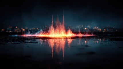 Wall Mural - Glowing Abstract Soundwave Visualization in Dark Background