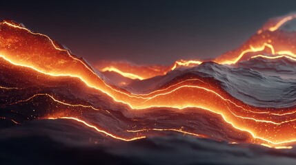 Wall Mural - Flowing Molten Lava Abstract Background with Glowing Elements