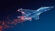 © nur khayati w - Abstract illustration of a fighter jet constructed from interconnected points, flying