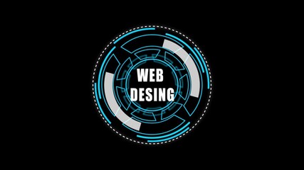 Digital HUD Display Featuring web design Acronym on a black Tech Background security	