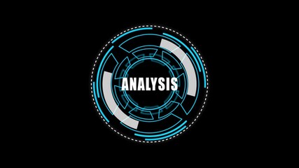 Digital HUD Display Featuring analysis  Acronym on a black Tech Background security	