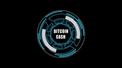 Digital HUD Display Featuring bitcoin cash Acronym on a black Tech Background security	