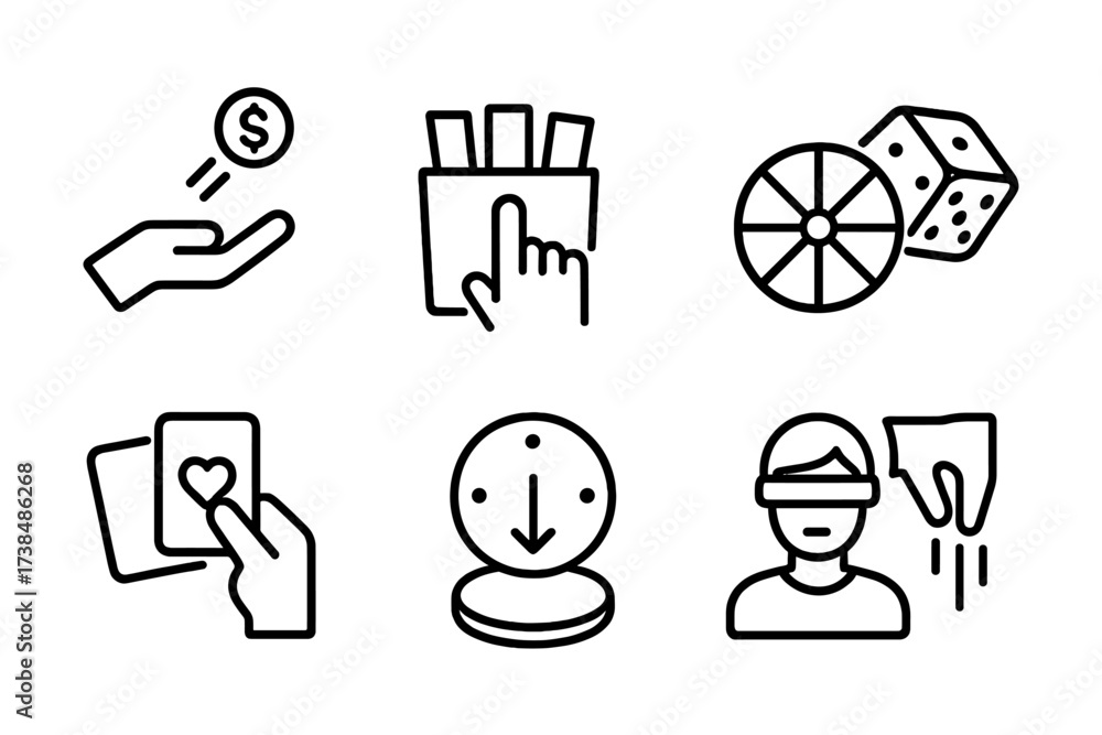 Chance and Decision Icons. Outline icon set of chance and decision ...