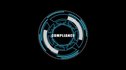 Digital HUD Display Featuring compliance Acronym on a black Tech Background security	