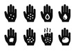 © Влада Яковенко - Rash Symptoms Icons. Solid, filled icon set of rash symptoms severity: mild rash, severe rash, blistering, bleeding, crusting, scaling, redness, swelling.