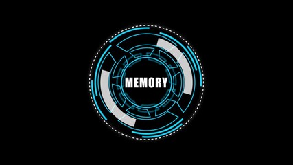 Digital HUD Display Featuring memory Acronym on a black Tech Background security	