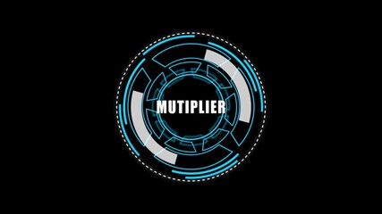Digital HUD Display Featuring multiplier  Acronym on a black Tech Background security