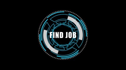 Digital HUD Display Featuring find job Acronym on a black Tech Background security