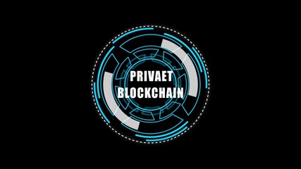Digital HUD Display Featuring private blockchain  Acronym on a black Tech Background security