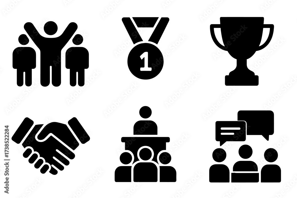 Workplace Respect Icons. Solid, filled icon set of respect in workplace ...