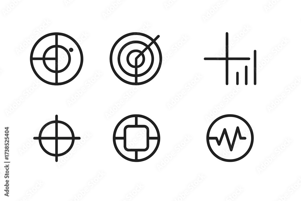Radar Target Range Rings Image vectorielle Stock Radar Icon Set. Outline icon set of radar ...