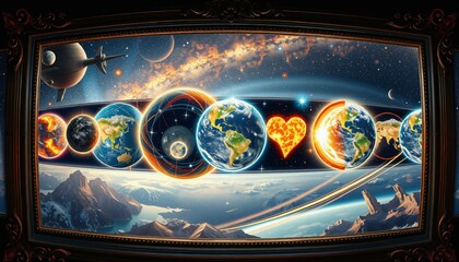 Wall Mural - Illuminated Worlds in Cosmic Display