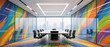 © aviavlad - Brightly colored conference room with city view and modern design