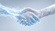 © mbah - Futuristic digital handshake over bright background, symbolizing collaboration and connection
