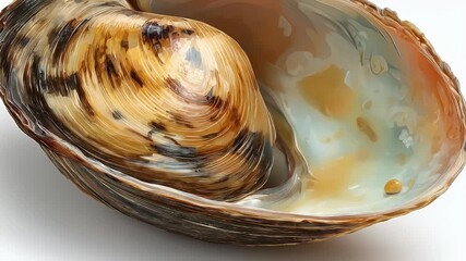 Wall Mural - Ocean's Treasure: A Close-Up of a Pearl Within a Stunning Seashell