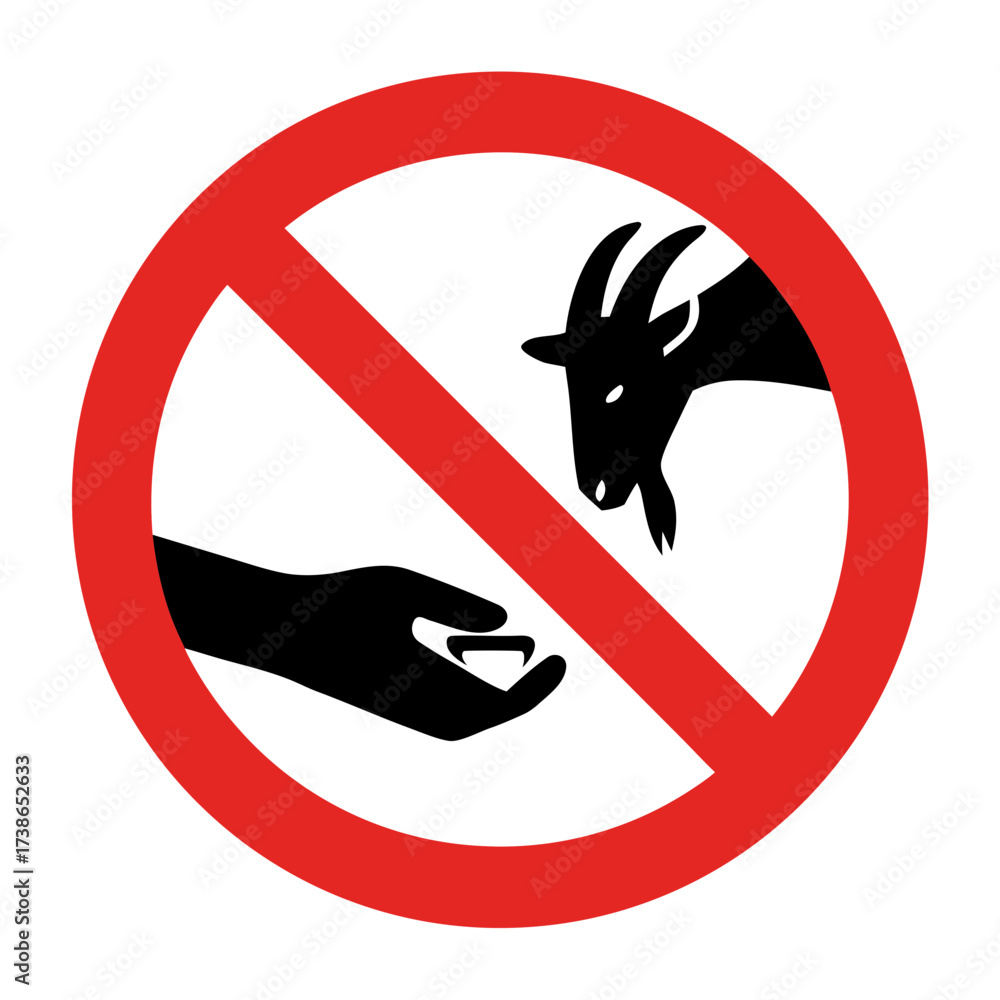 Goat Restriction Stock-Vektorgrafik „Hand giving bread to goat restriction sign with ...