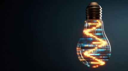 Wall Mural - Vibrant Light Bulb Illuminating with Digital Wave Patterns, Modern Design Representing Technology and Innovation in Contemporary Art Concept