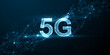 © GaMe - Futuristic glowing 5G wireframe typography with connected blue mesh and dark tech background