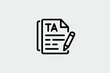 © hsn - Outline icon of a text document with a pencil simple vector illustration for graphic design isolated on white background