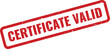 © MoshClusive - Red CERTIFICATE VALID Rubber Stamp on White Background, Indicating a Document's Authenticity and Current Applicability