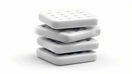 Wall Mural - Stacked Square Cushions: Minimalist 3D Render of Soft, Textured Blocks