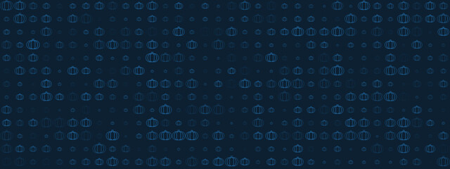 Abstract blue pumpkin outline pattern on dark background, subtle and modern autumn design for fall season