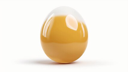 Wall Mural - Transparent Egg with Yellow Liquid on White Background.