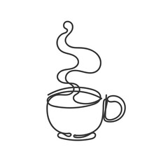 Wall Mural - continuous line drawing hot coffee cup illustration