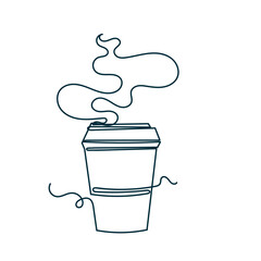 Wall Mural - continuous line drawing hot coffee cup illustration