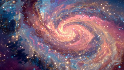 Wall Mural - Colorful spiral galaxy swirling with vibrant cosmic clouds, glowing stars, nebula deep space, and mesmerizing universe of awe inspiring