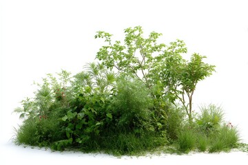 Wall Mural - Lush Greenery Isolated on White Background, Perfect for Design Projects and Natural Compositions