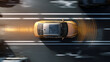 © Zhaorui - Top view of autonomous car with sensor detection on road