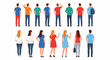© Avra - People character. Man and woman view from back set isolated on white background. Young human person diversity. Businesspeople, student, worker set. Vector people standing character illustration