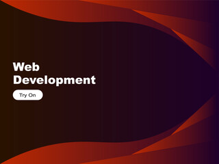 Abstract web development concept with layered orange and purple gradient design.