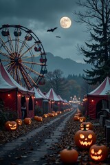 Wall Mural - halloween night scene